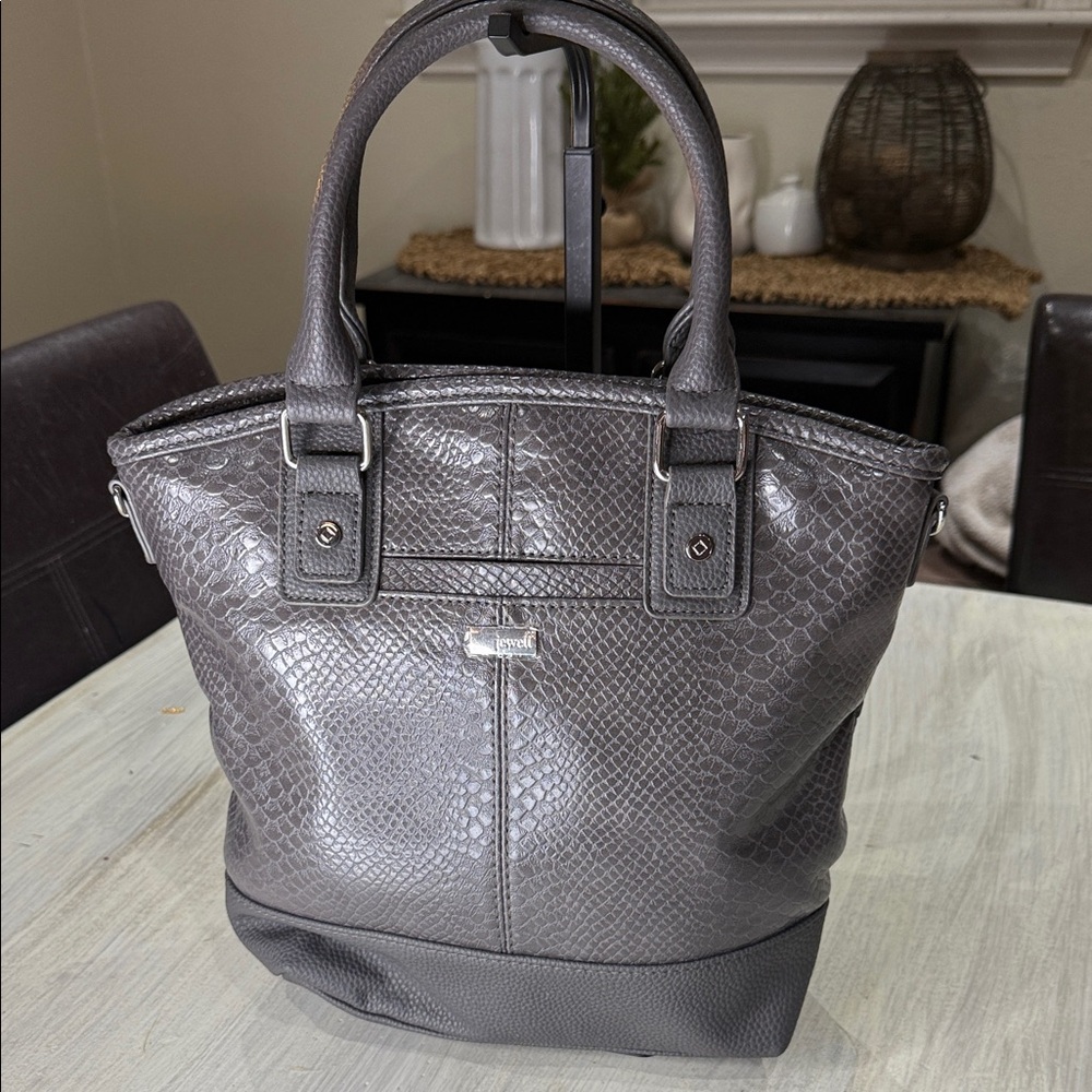 Thirty-One Gray Textured Tote/Crossbody Bag